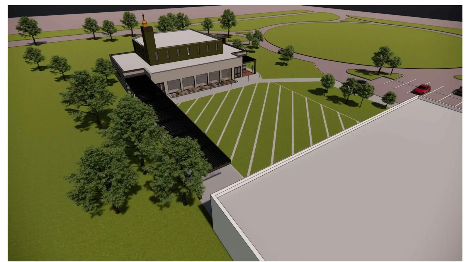 Early concept aerial view — base design