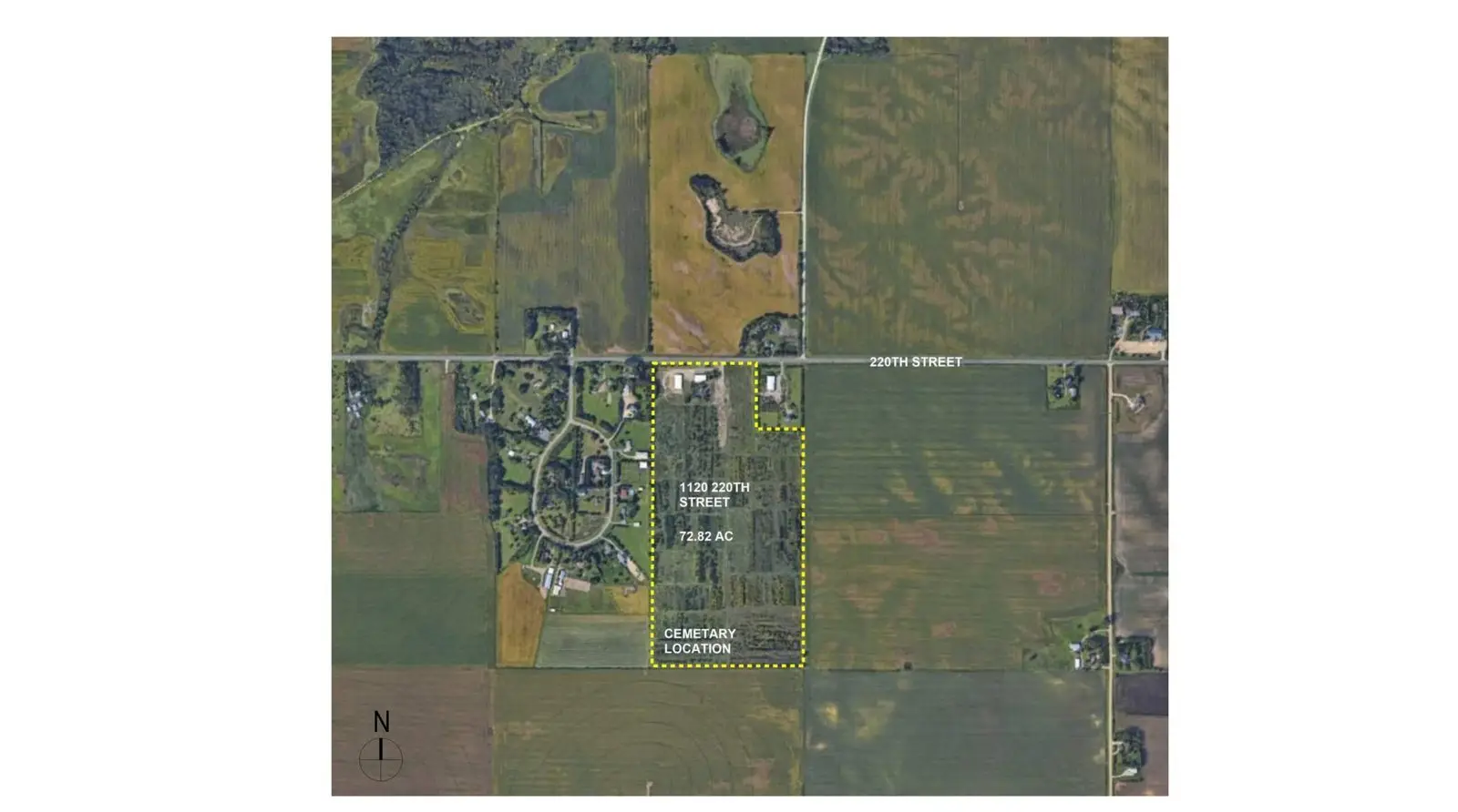 Aerial map showing the cemetery location on 220th Street West