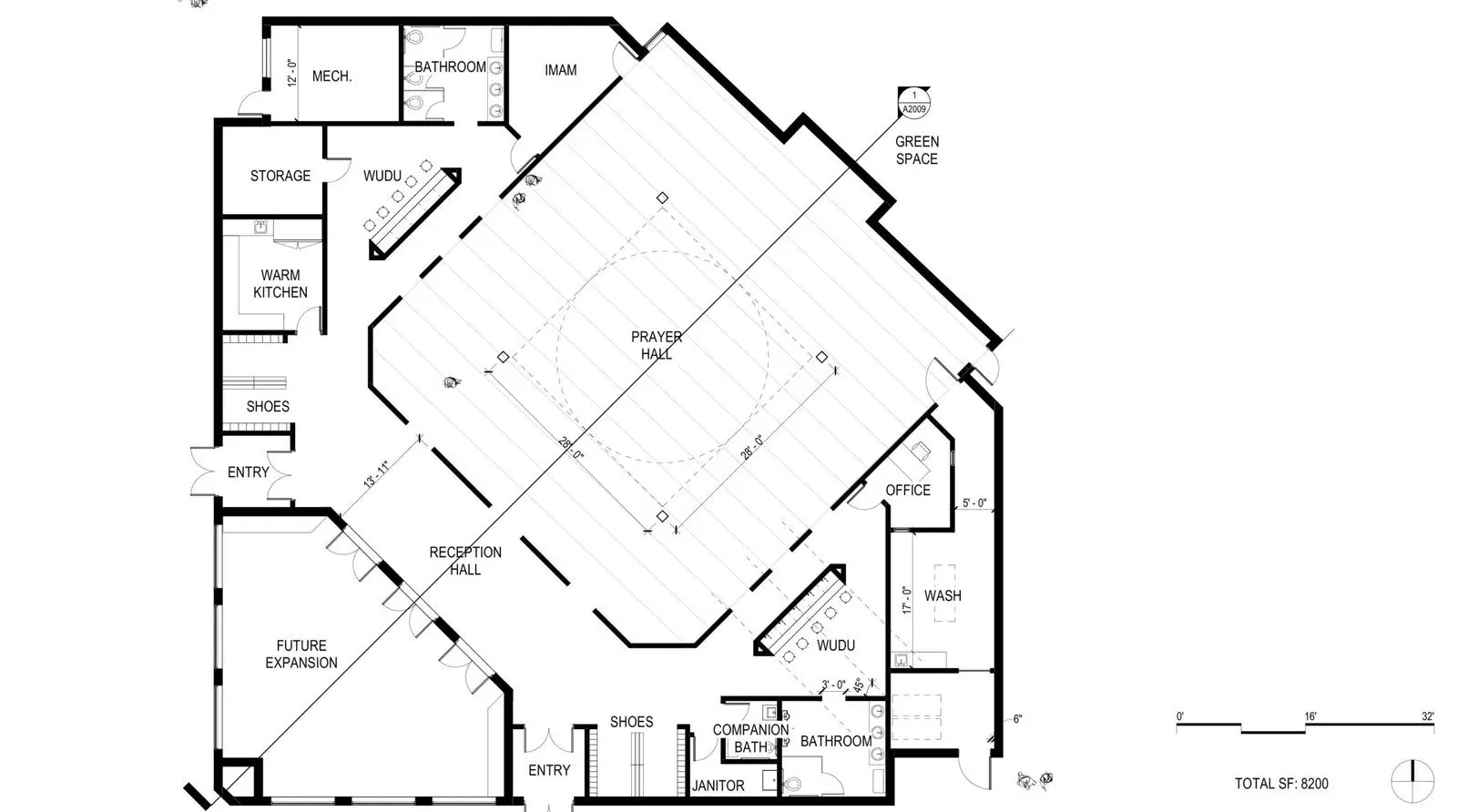 Floor plan showing the future expansion area