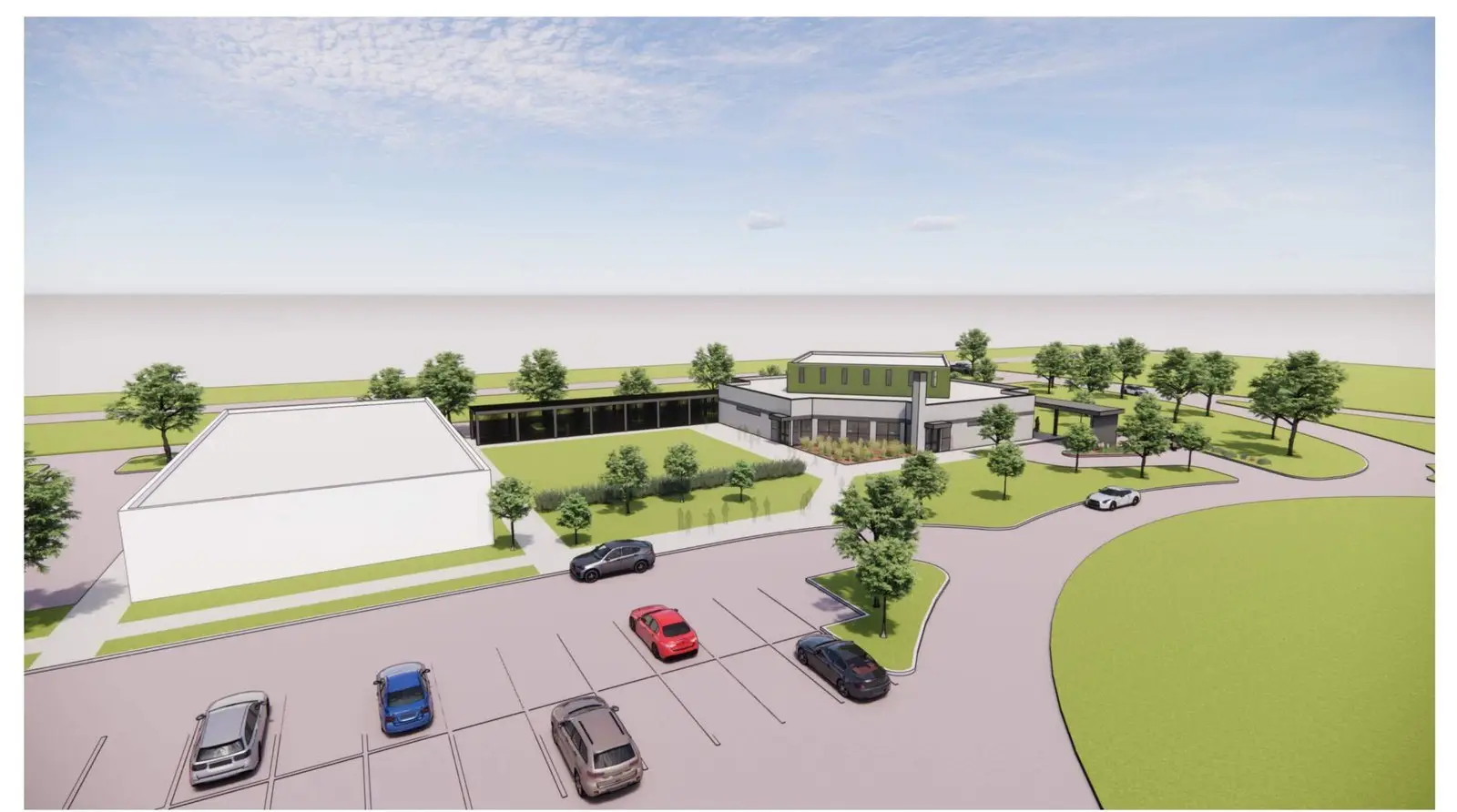 Rendering of the Masjid & Ghusl Center from the southwest